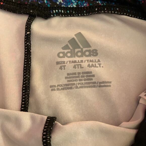 ADIDAS Girl’s Black Multi Colored Speckled Athletic Capris / Size: 4T - Picture 3 of 7